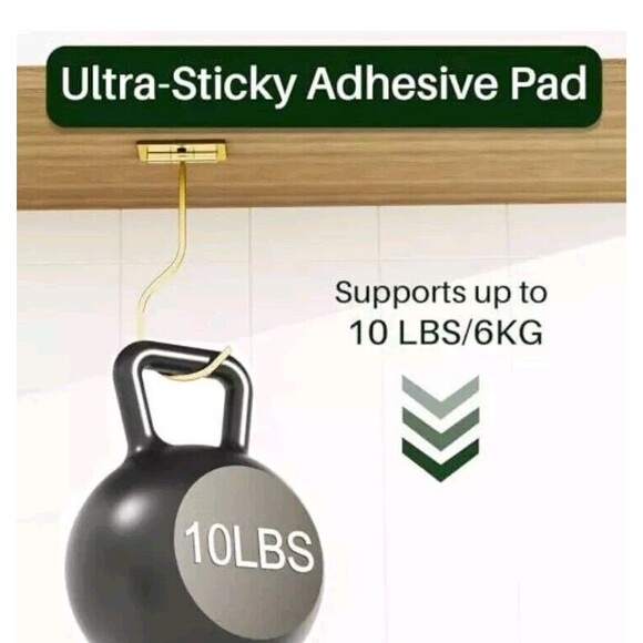 Folding Banana Hanger Hook - Banana Holder Under Cabinet, Self 2 Pack Gold - Picture 3 of 12